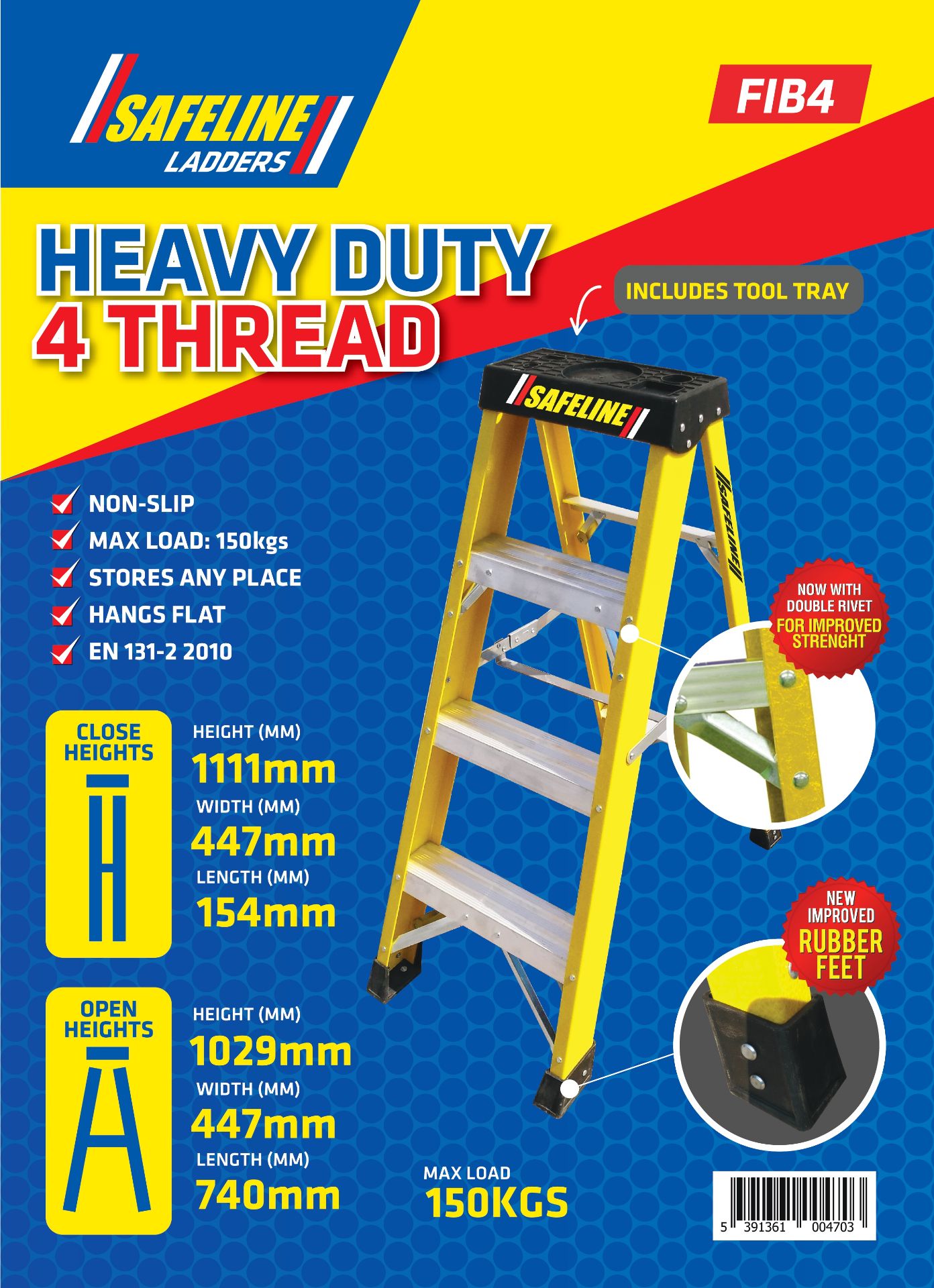 ABC ABRASIVES - ABRASIVES & INDUSTRIAL TOOLS. 4 THREAD FIBREGLASS LADDER