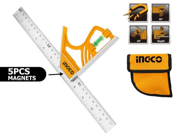 Picture of INGCO 12"  MAG SQUARE LEVEL COMBINATION S/S